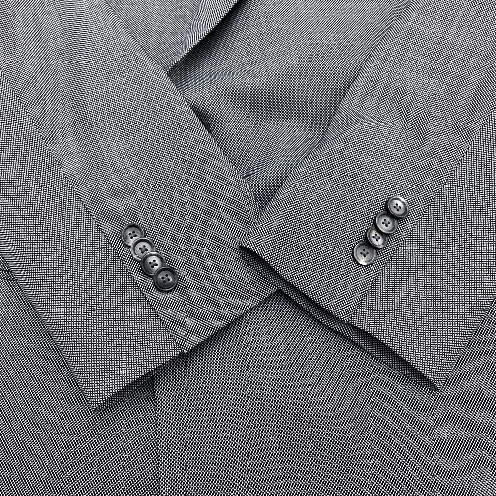 Indochino Blazer Men 45 Gray Birdseye Newbury Wool Double‎ Breasted Bespoke